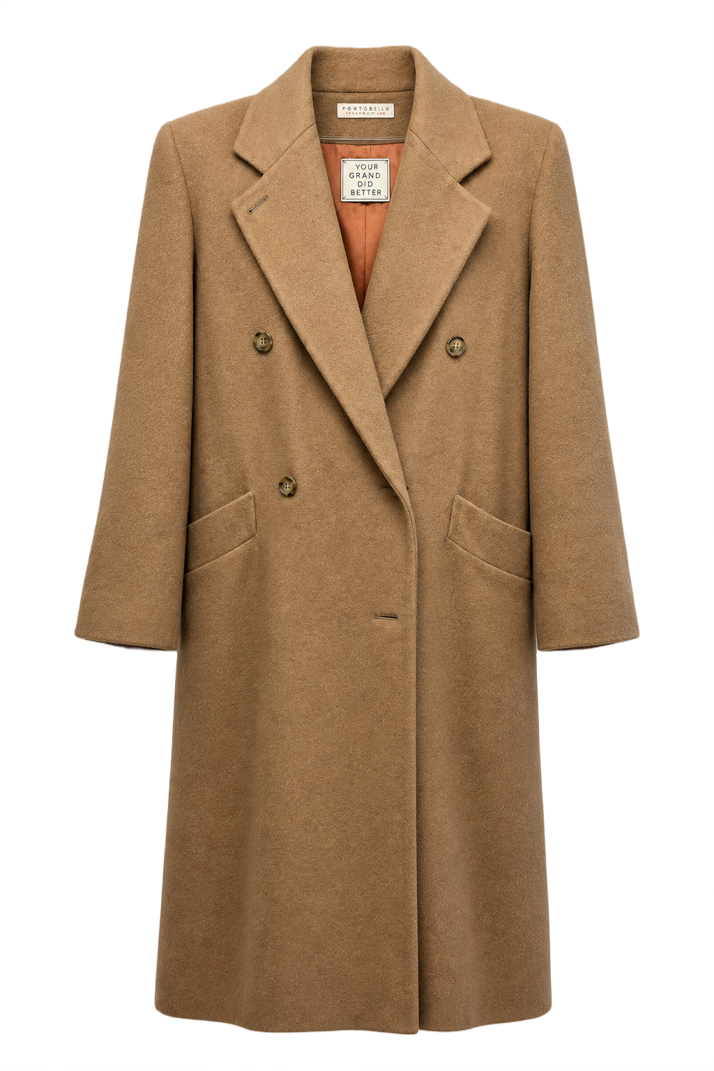 1980s Beige Wool Coat - Front View