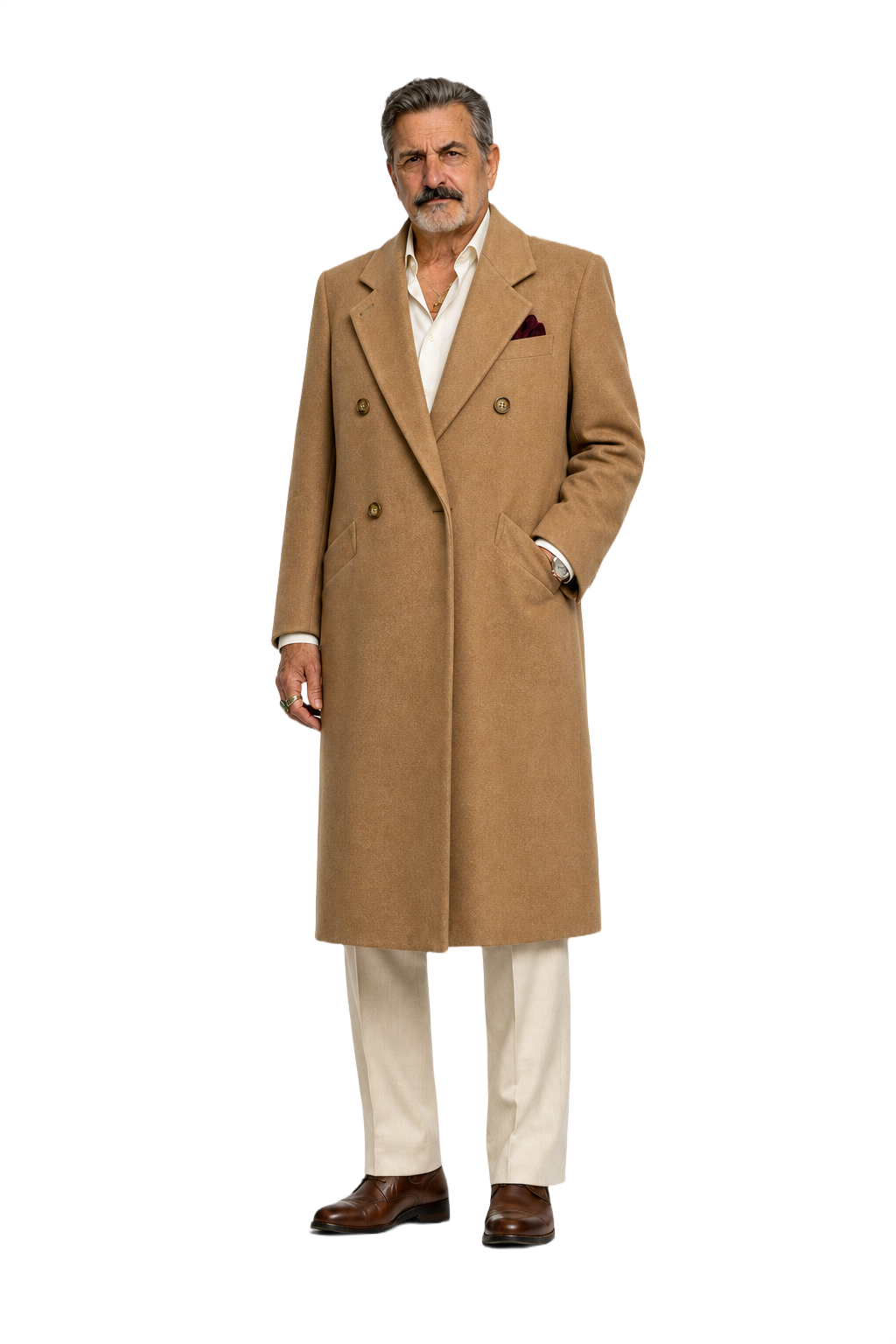1980s Beige Wool Coat - Model