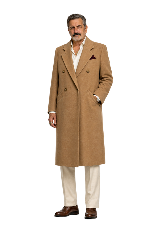 1980s Beige Wool Coat - Model