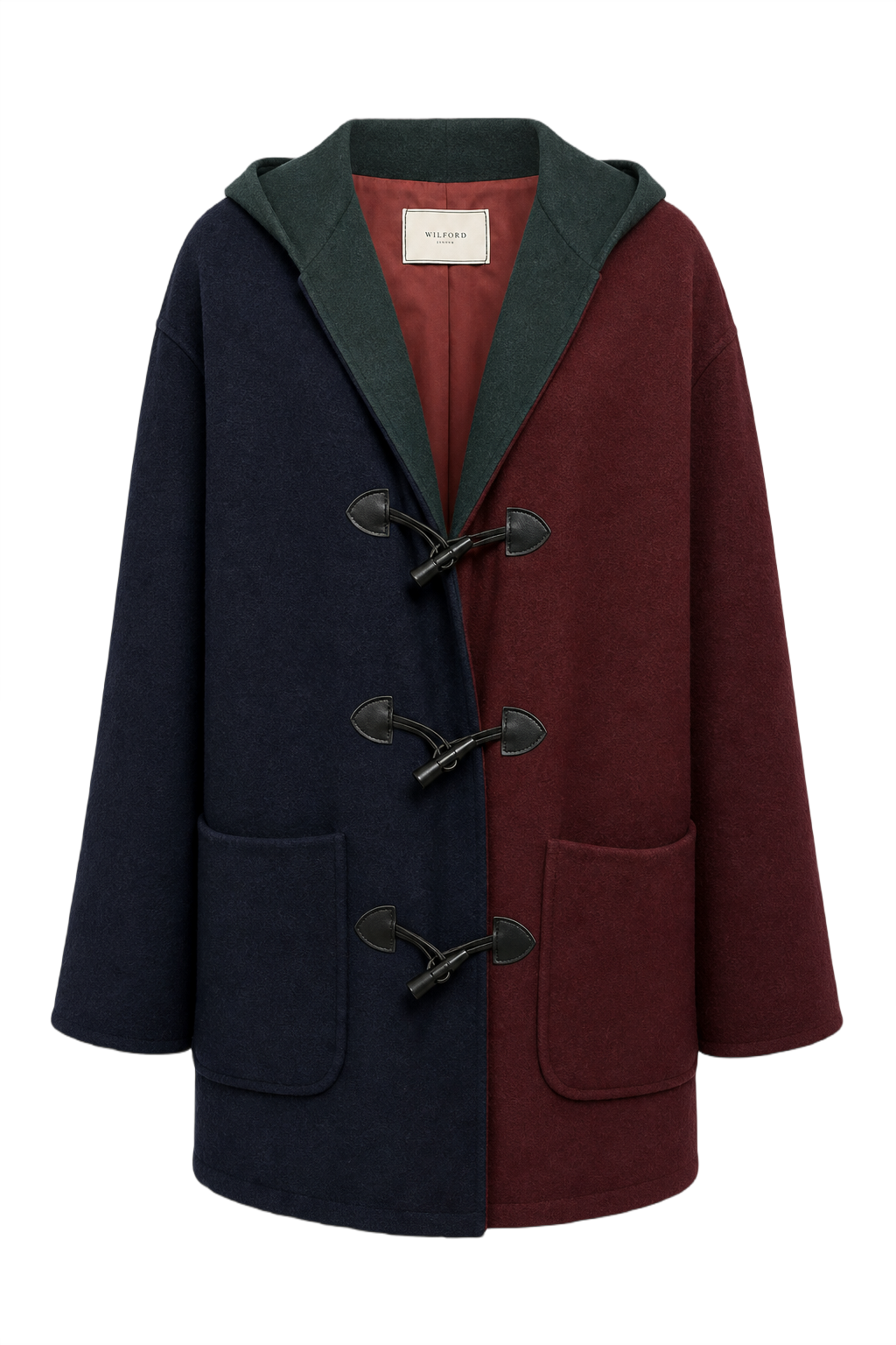 1990s Navy Blue Wool Coat - Front View