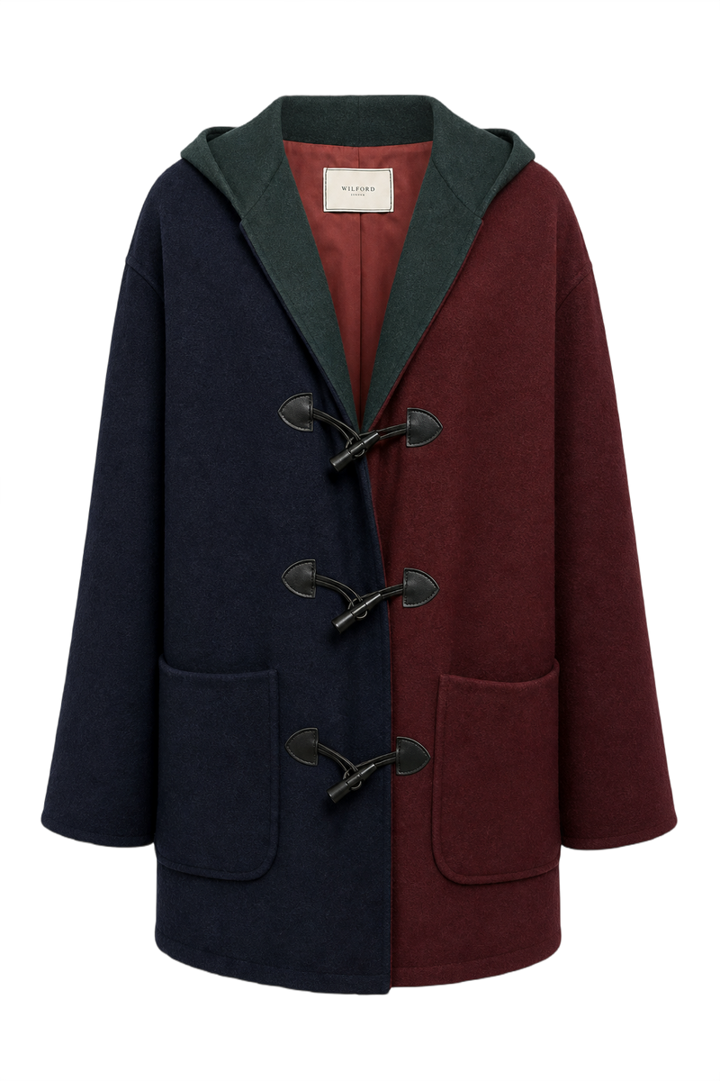 1990s Navy Blue Wool Coat - Front View