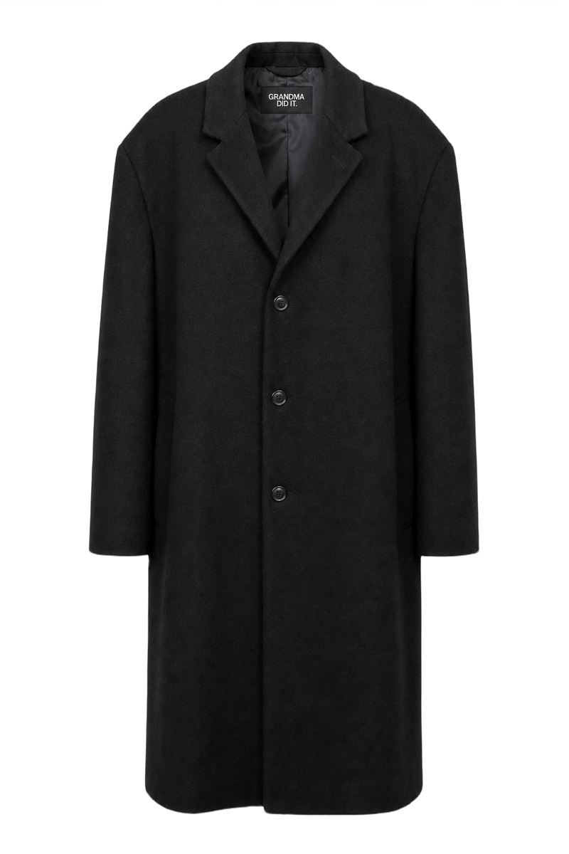 1990s Black Wool Coat - Front View