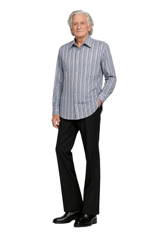 1970s Light Blue Cotton Shirt - Model