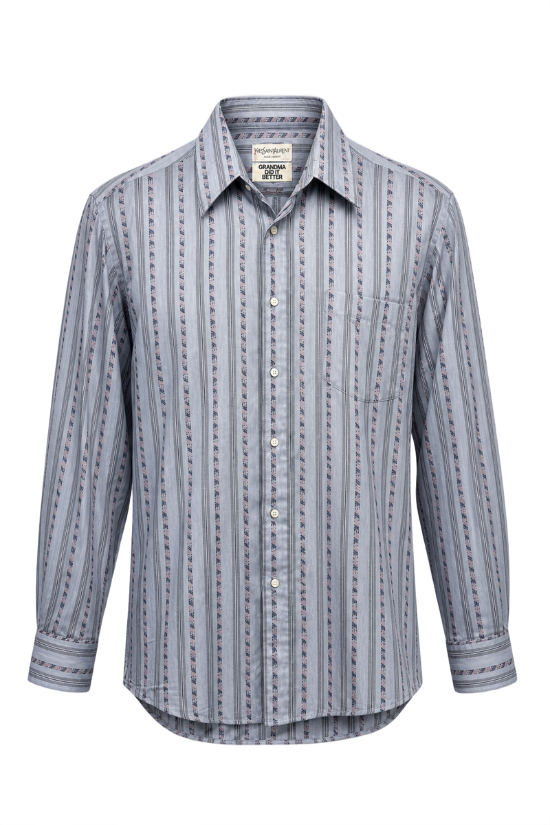 1970s Light Blue Cotton Shirt - Front View