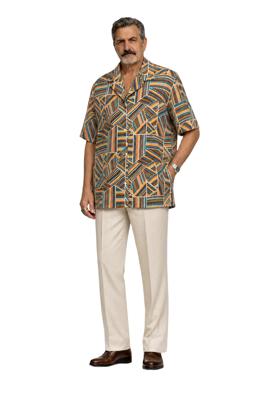 1980s Multicolor Cotton Blouse - Model