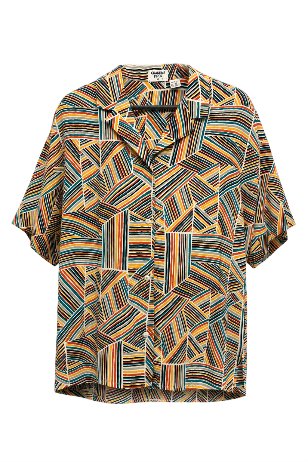 1980s Multicolor Cotton Blouse - Front View