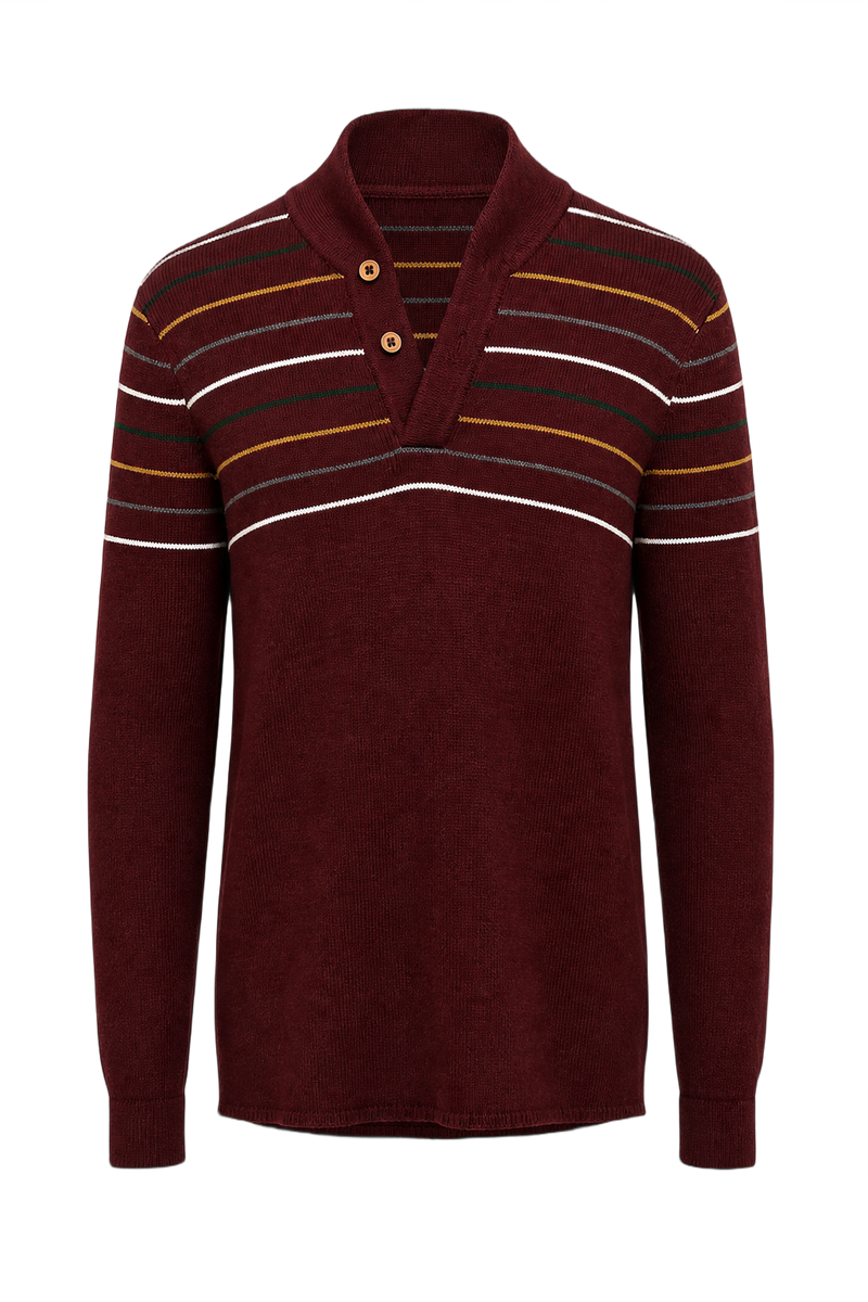 1970s Burgundy Knit Sweater - Front View