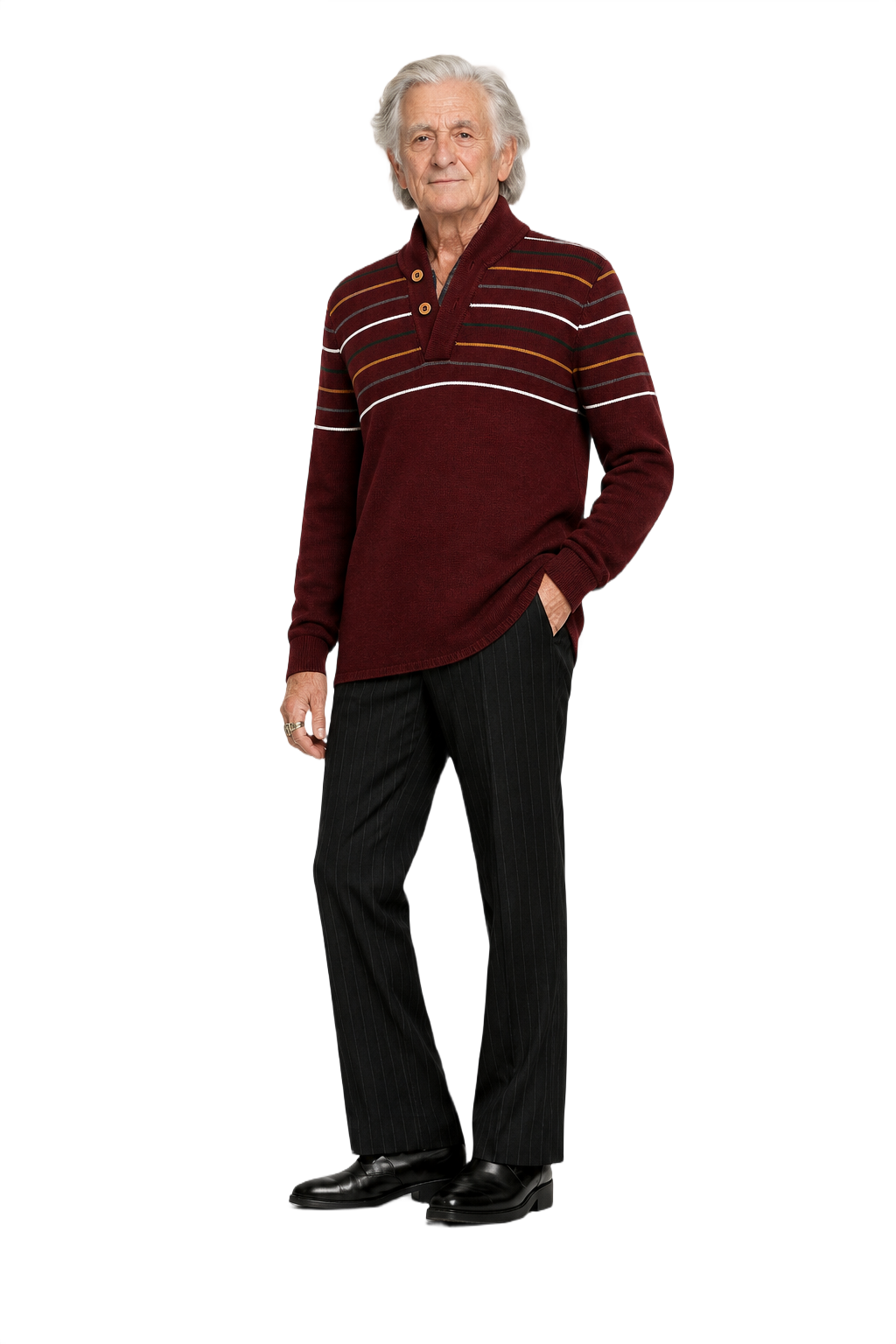 1970s Burgundy Knit Sweater - Model