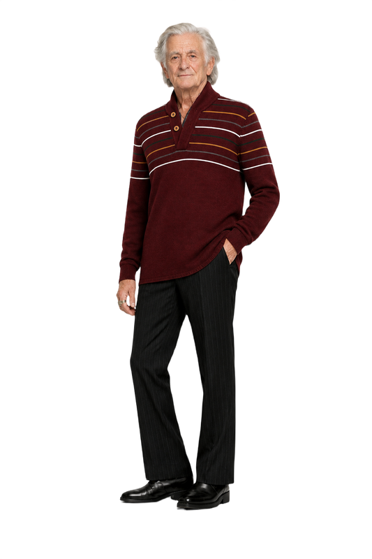 1970s Burgundy Knit Sweater - Model