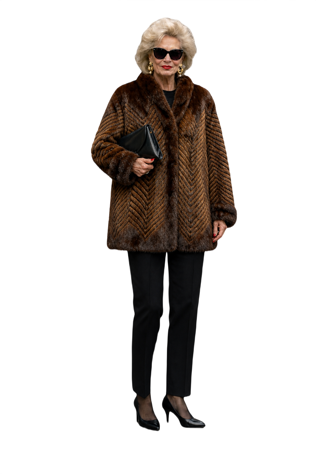 1980s Brown Fur Coat - Model