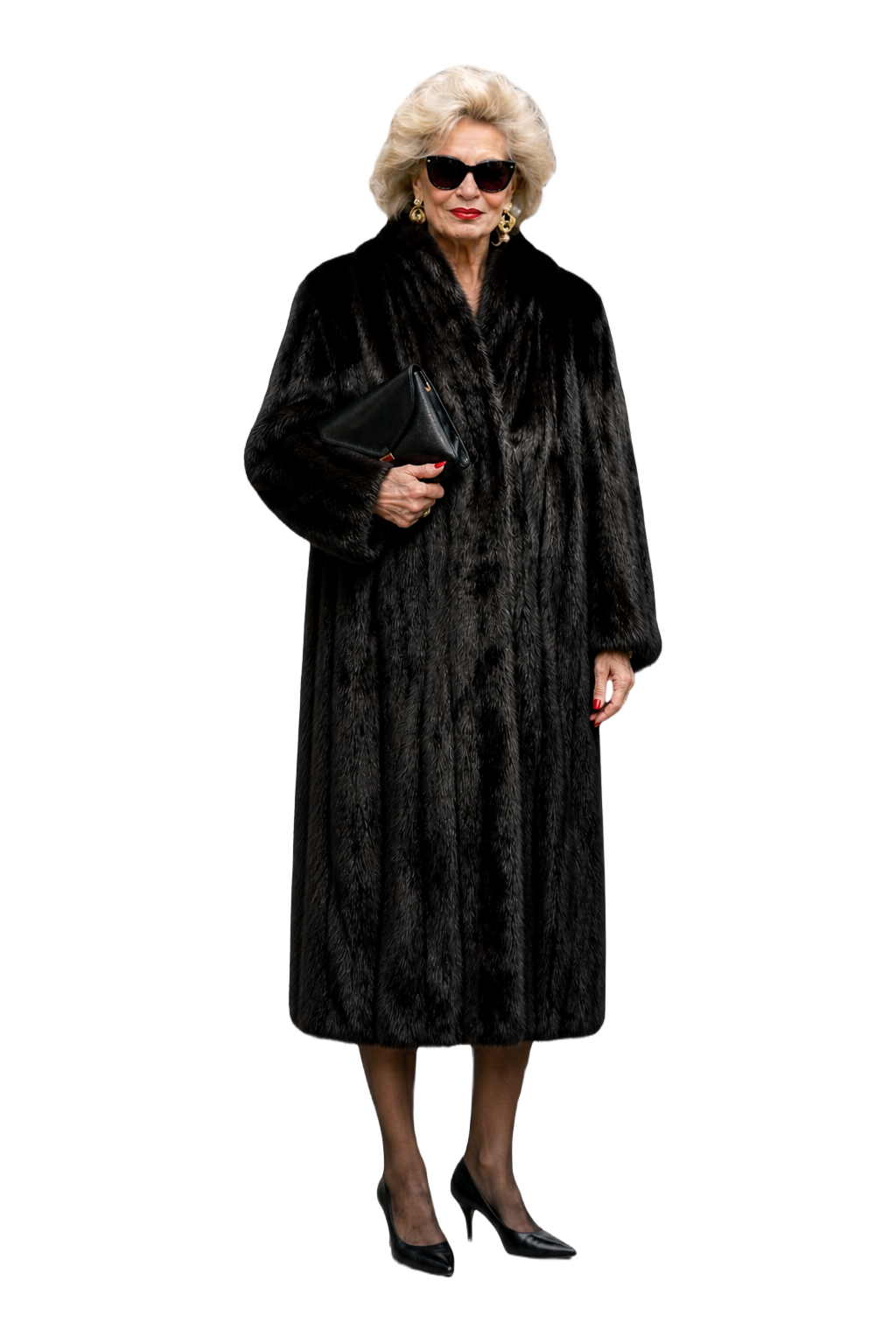 1980s Black Mink Fur Coat - Model
