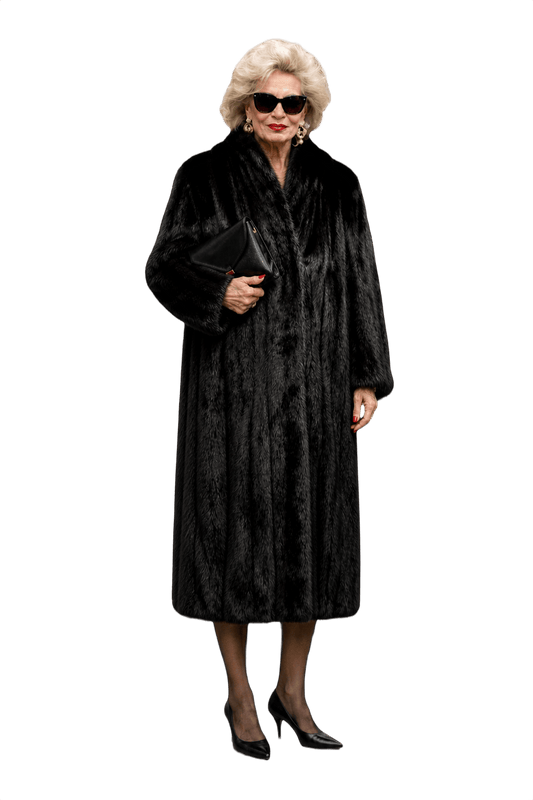 1980s Black Mink Fur Coat - Model