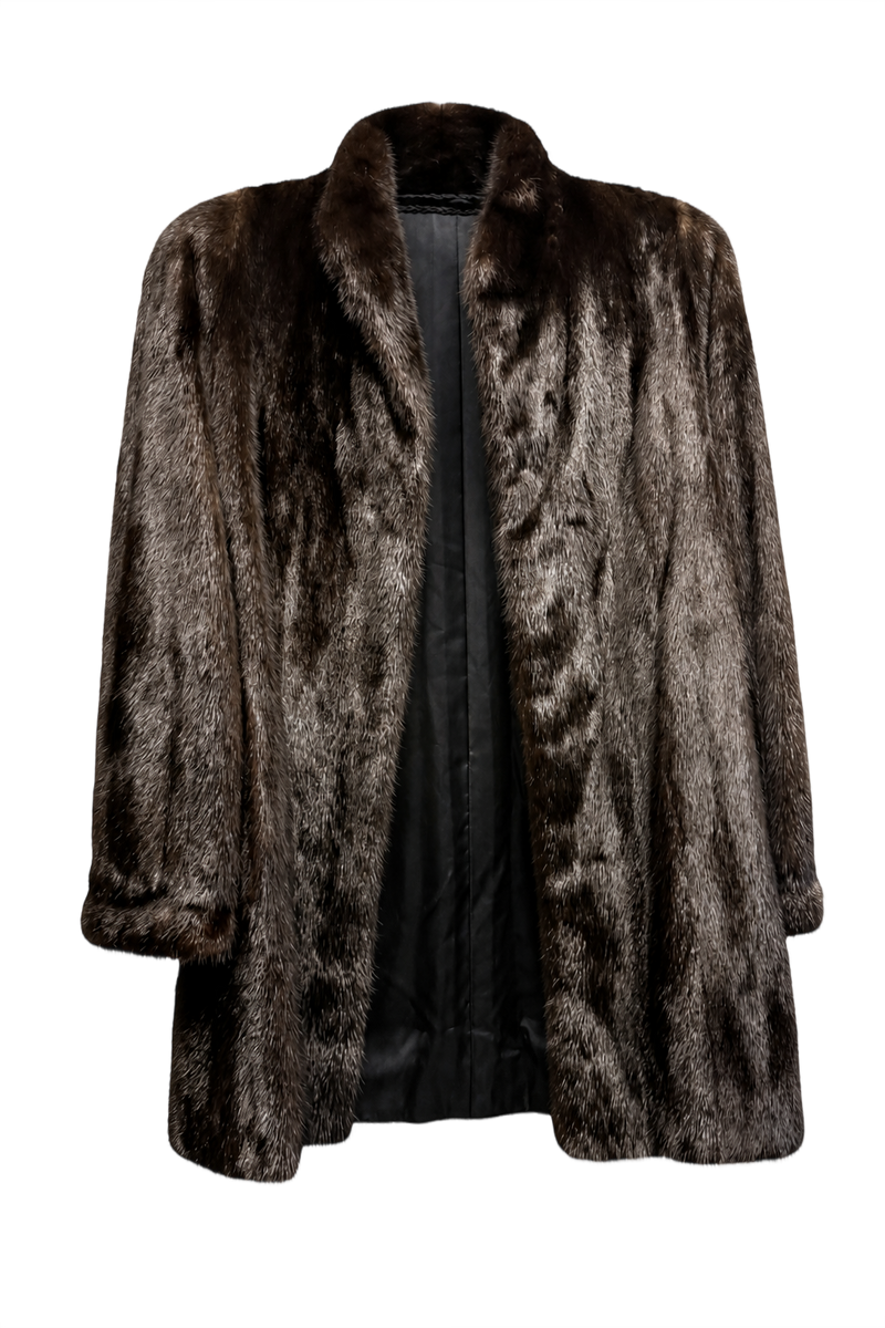 1980s Dark Brown Mink Fur Coat - Front View