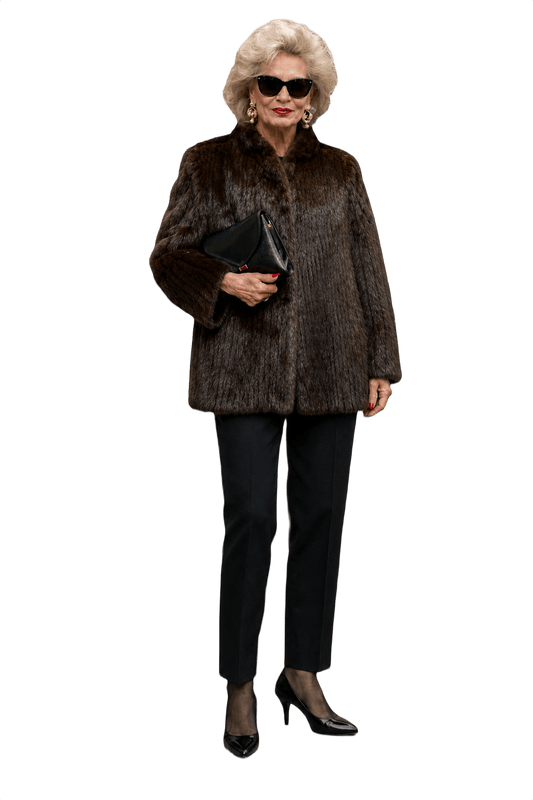 1980s Brown Mink Fur Coat - Model