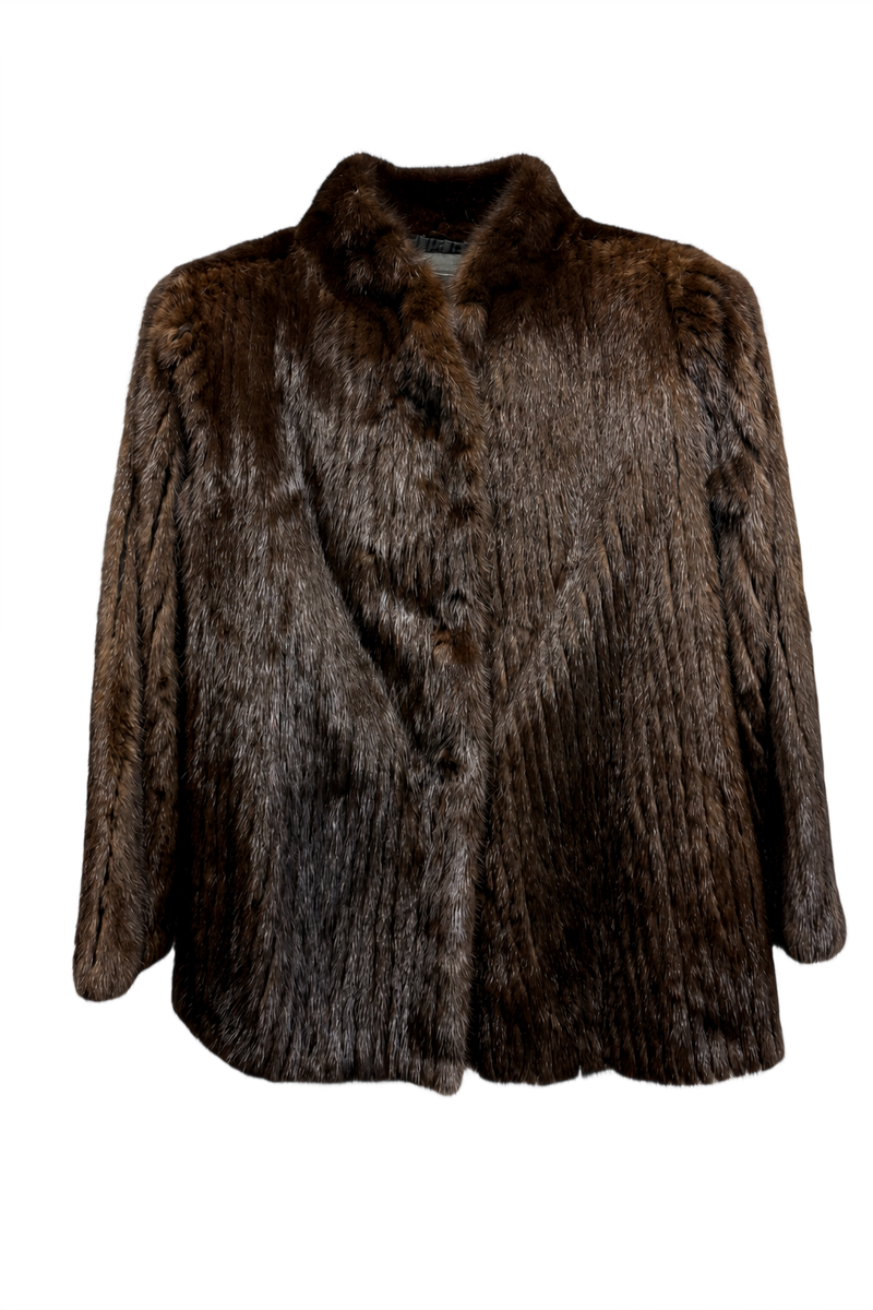 1980s Brown Mink Fur Coat - Front View