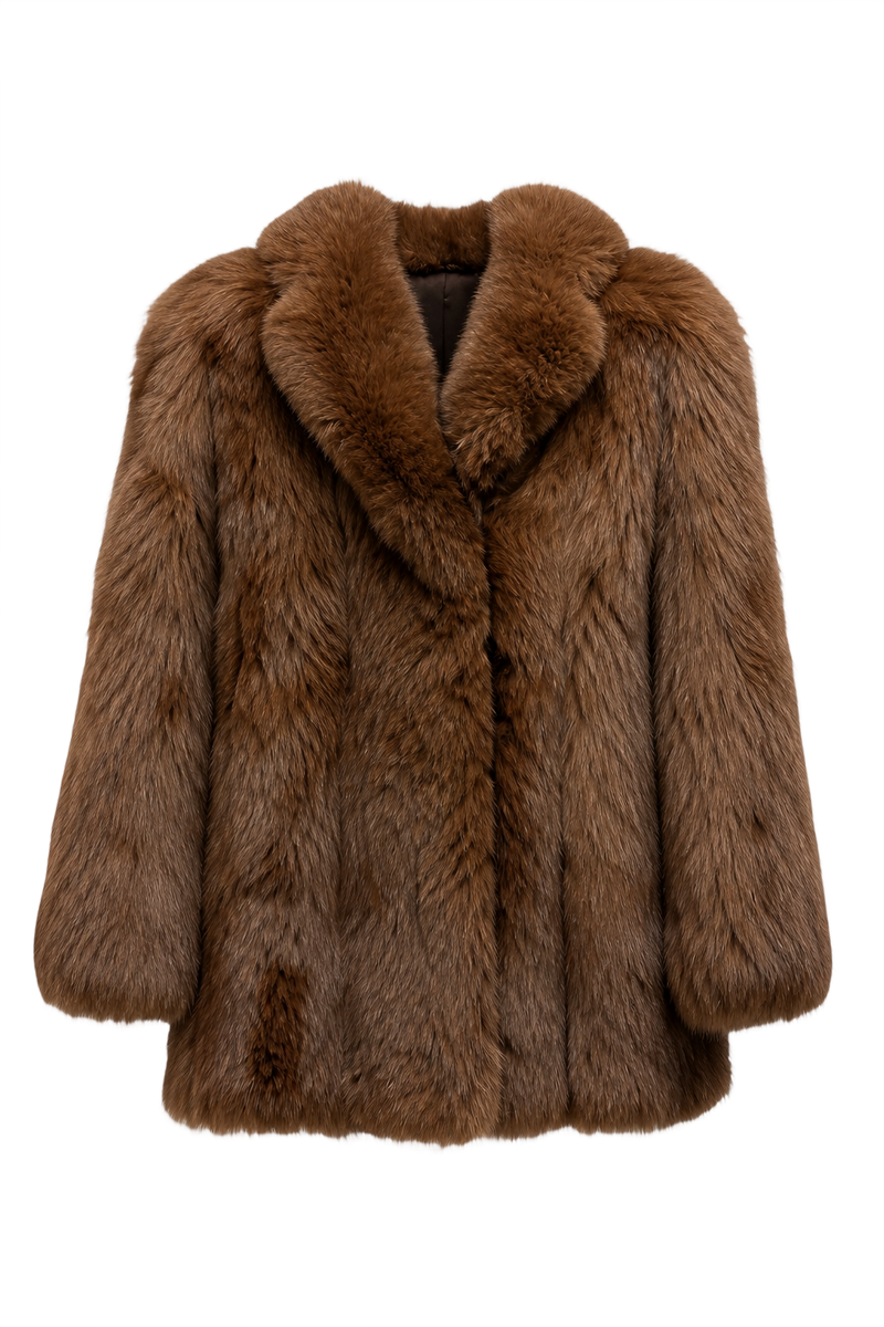 1980s Brown Mink Fur Coat - Front View
