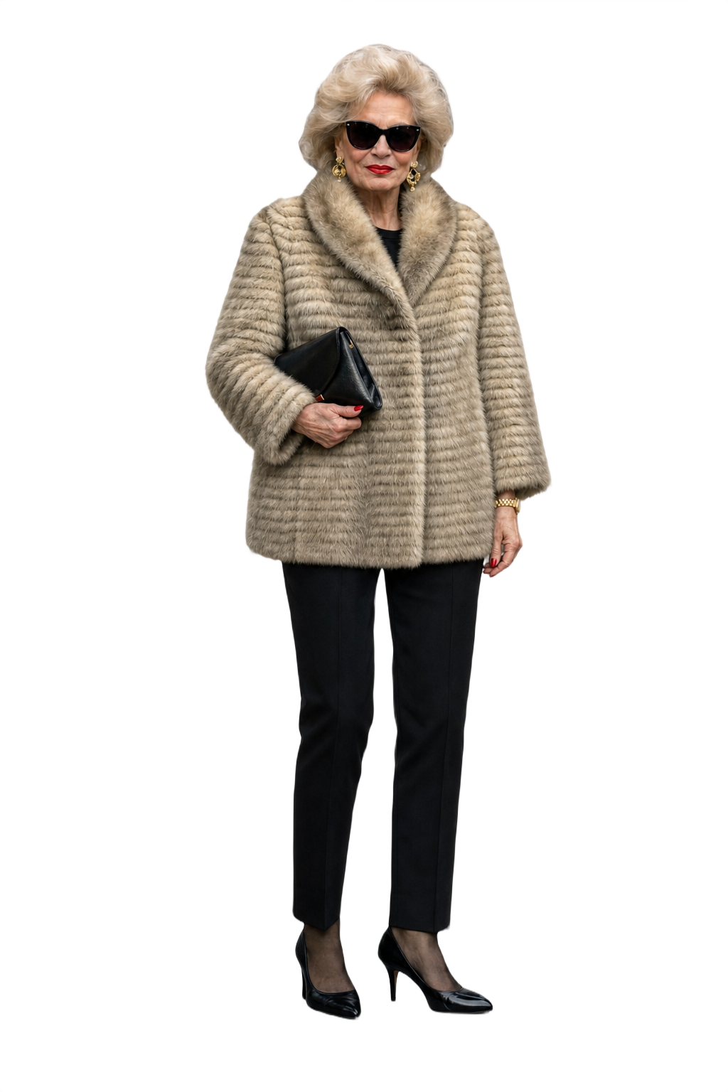 1980s Cream Fur Coat - Model