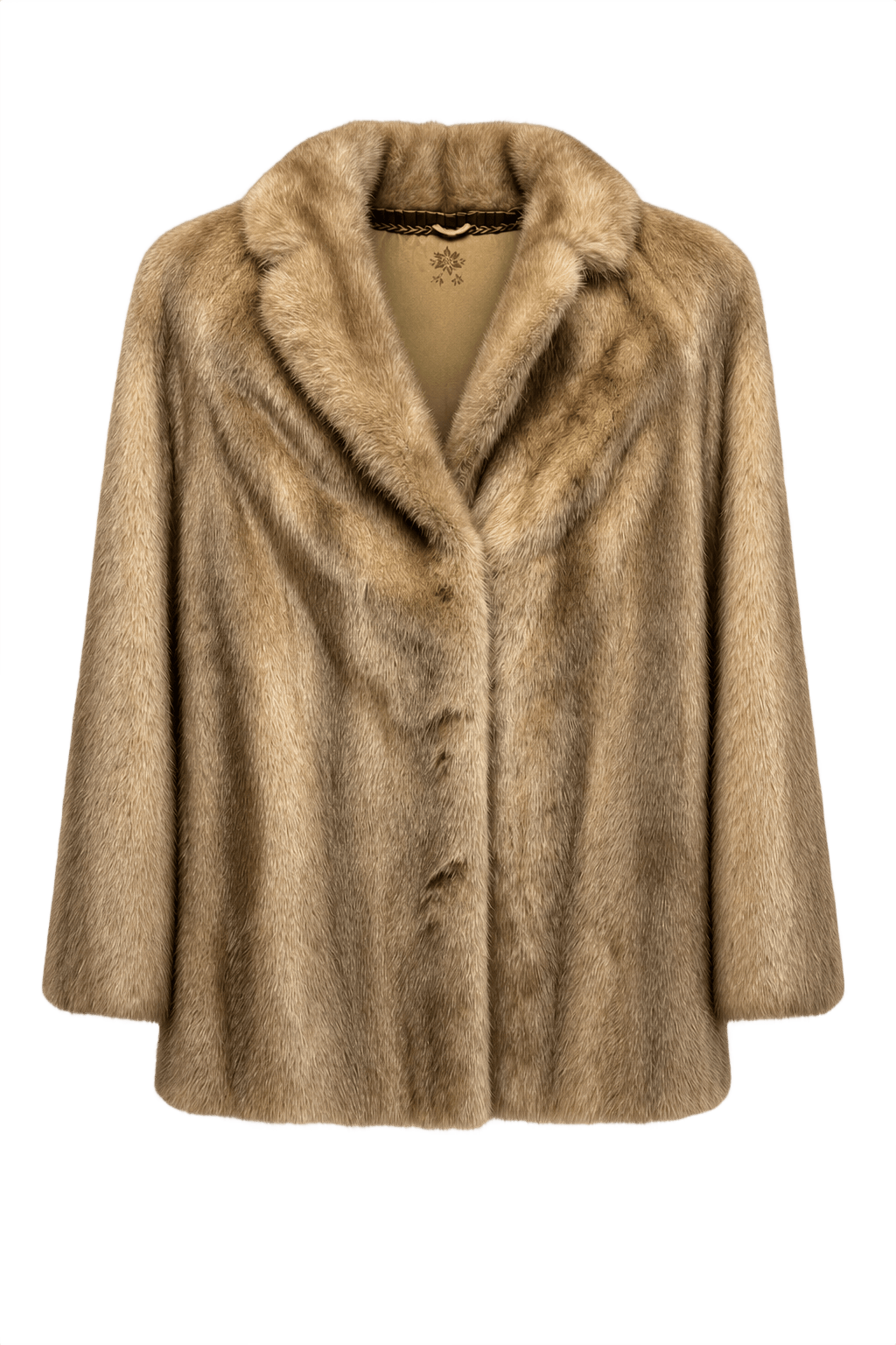 1980s Light Beige Mink Fur Coat - Front View