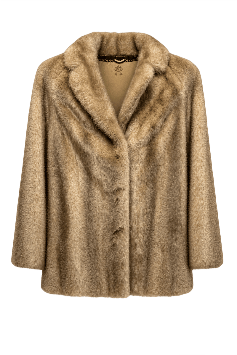 1980s Light Beige Mink Fur Coat - Front View