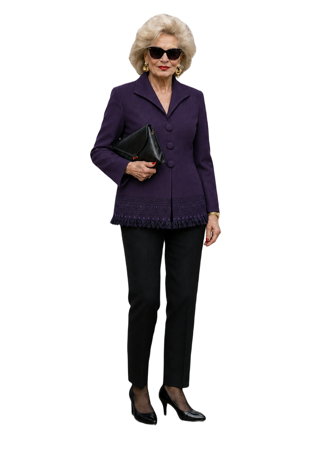 1980s Deep Purple Wool Blazer - Model