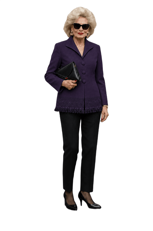 1980s Deep Purple Wool Blazer - Model