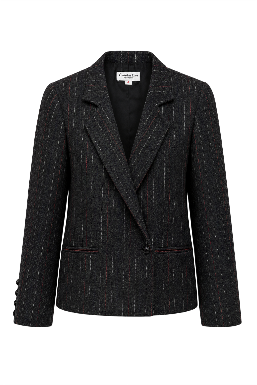 1980s Charcoal Grey Wool Blazer - Front View