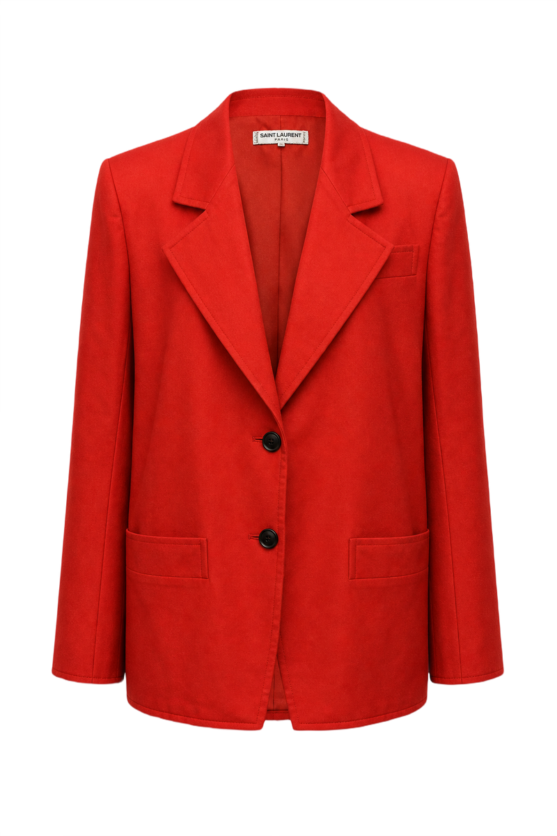 1980s Red Wool Blazer - Front View