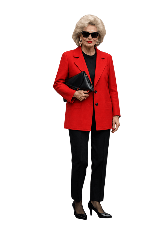1980s Red Wool Blazer - Model