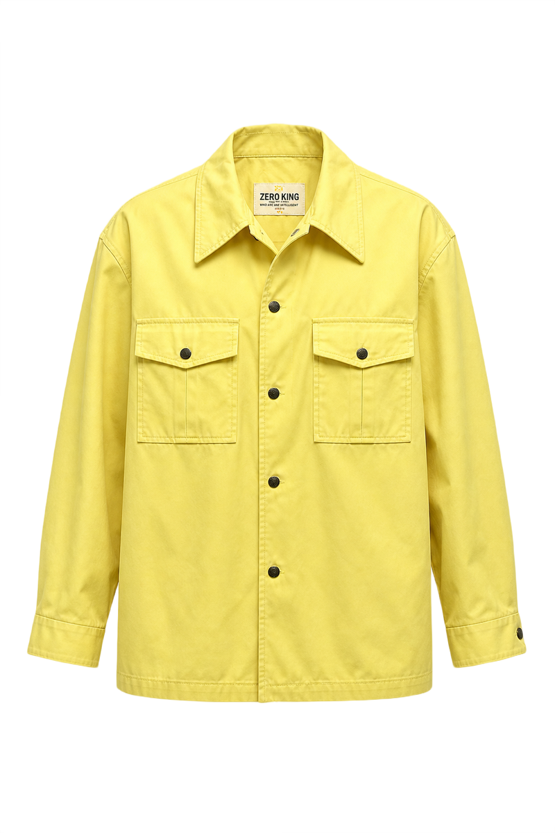 1970s Bright Yellow Cotton Jacket - Front View