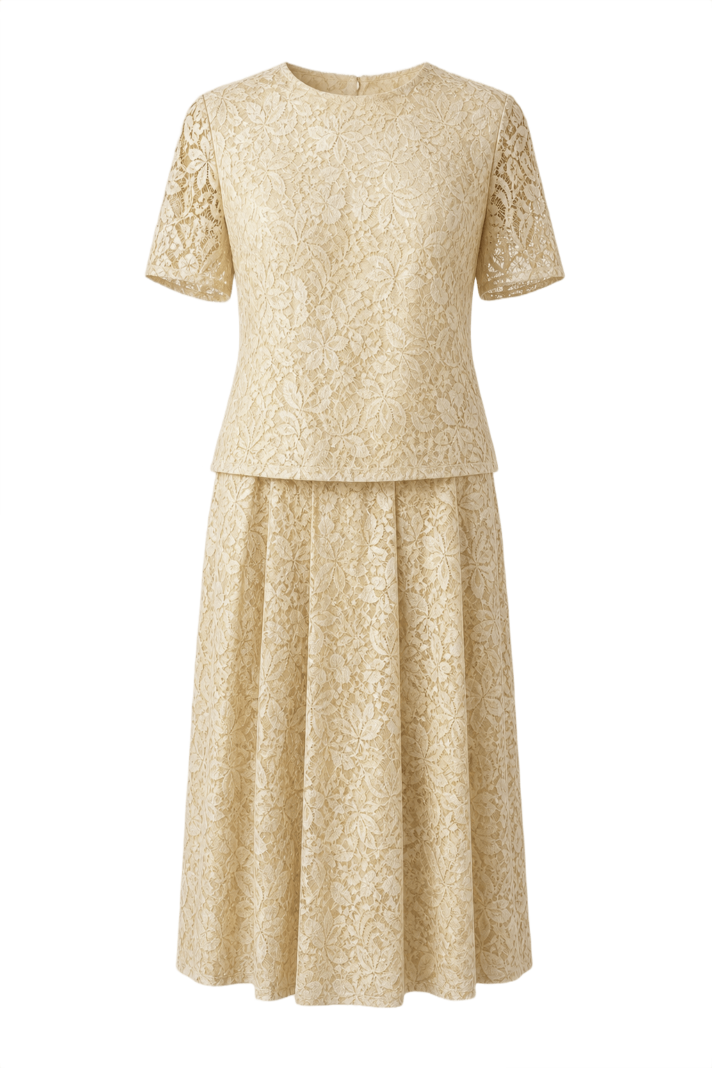 1980s Cream Lace Blouse + Skirt Set - Front View
