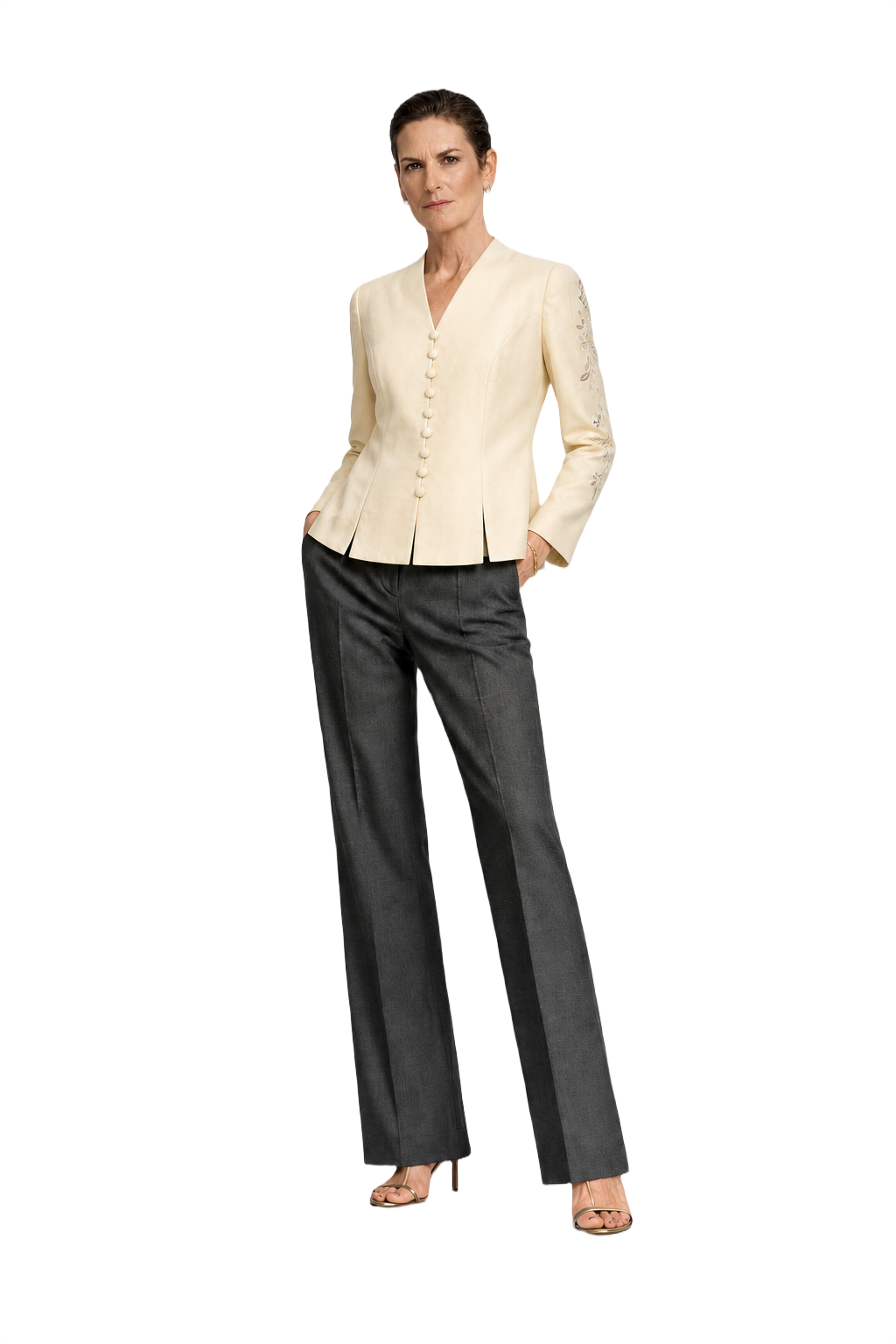 1990s Cream Silk Jacket - Model