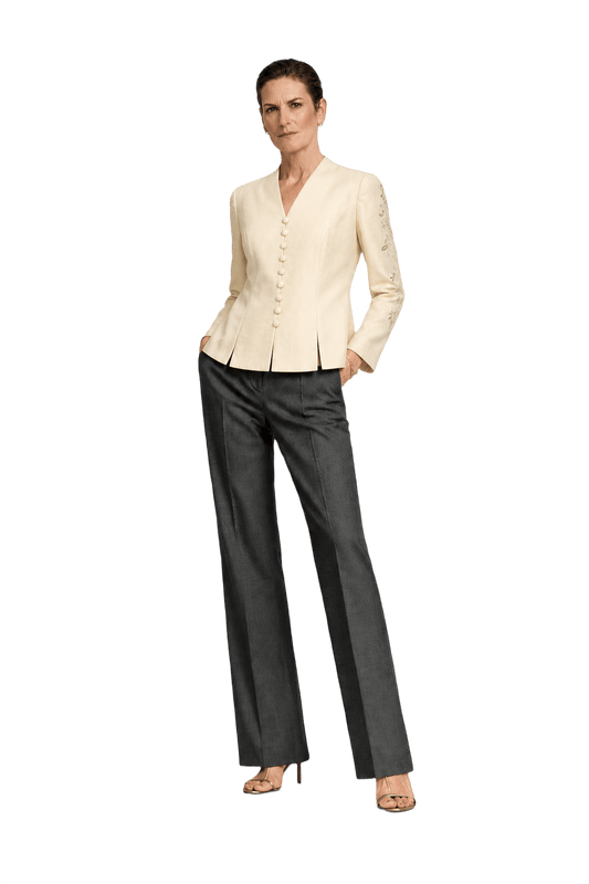 1990s Cream Silk Jacket - Model