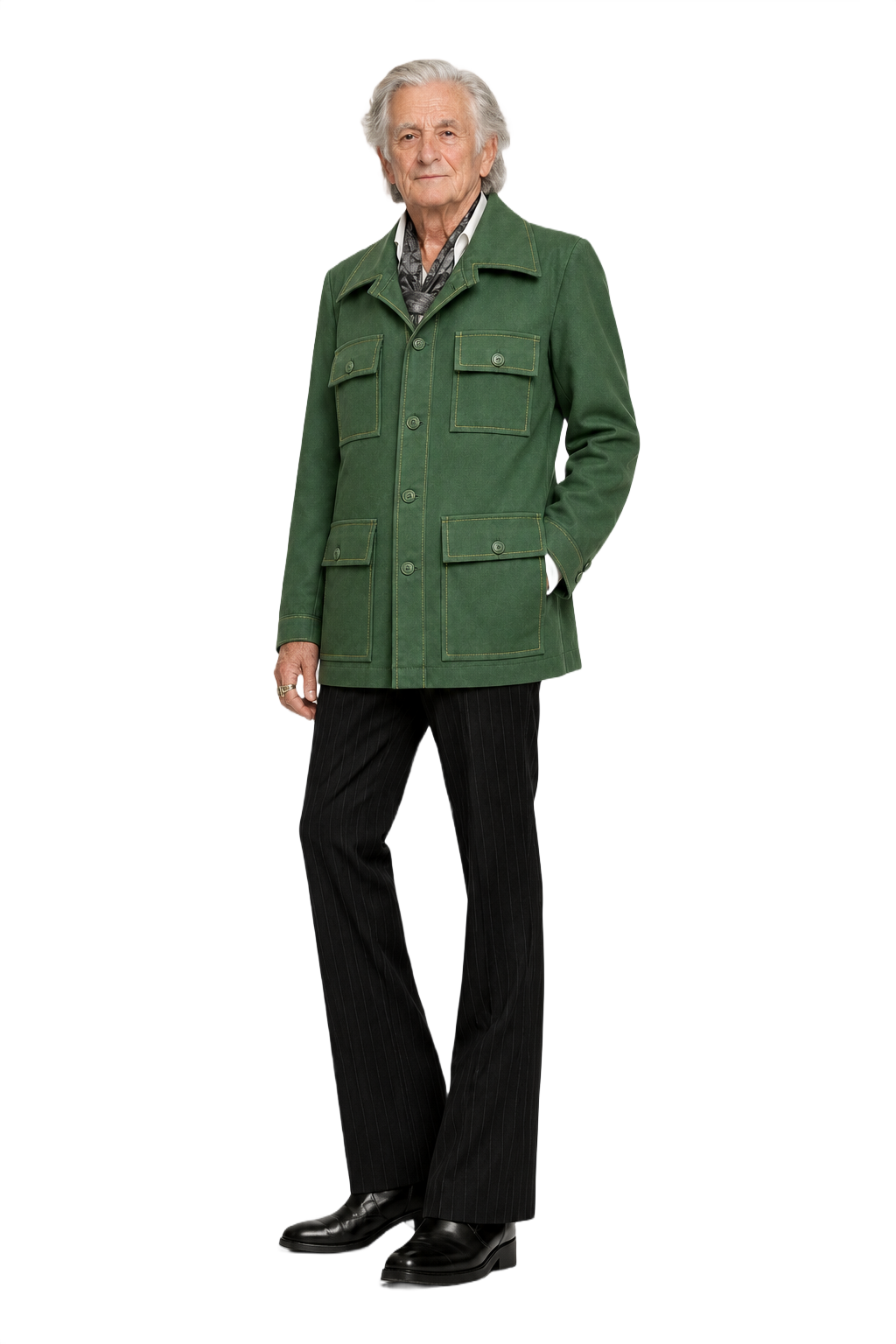 1970s Dark Green Cotton Jacket - Model