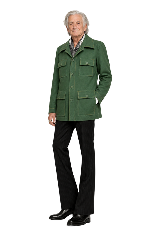 1970s Dark Green Cotton Jacket - Model