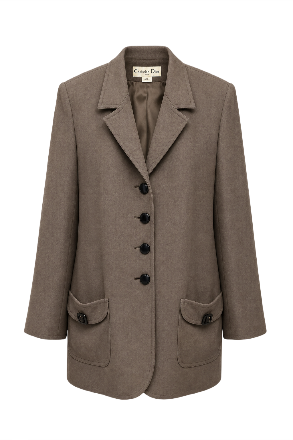 1980s Taupe Wool Blazer - Front View