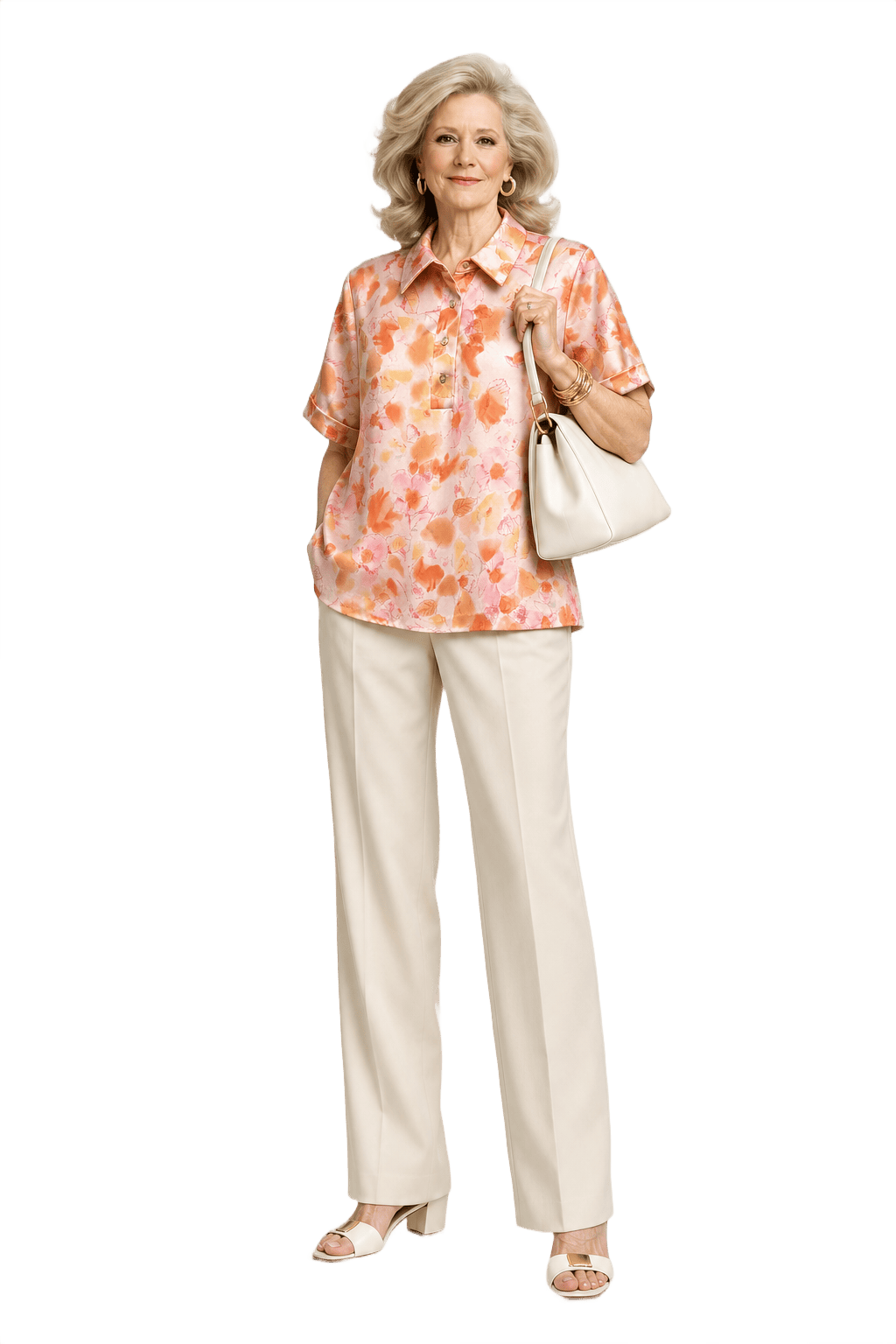 1970s Light Pink Satin Shirt - Model