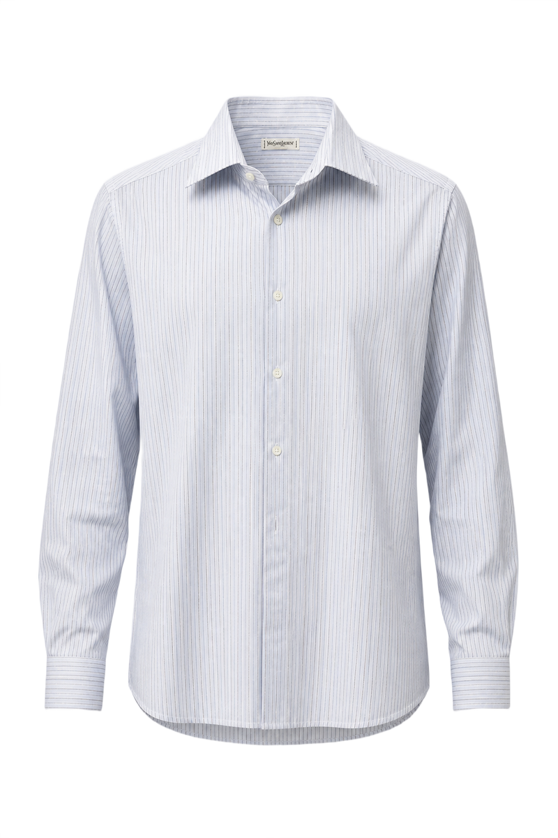 1970s Light Blue Cotton Shirt - Front View