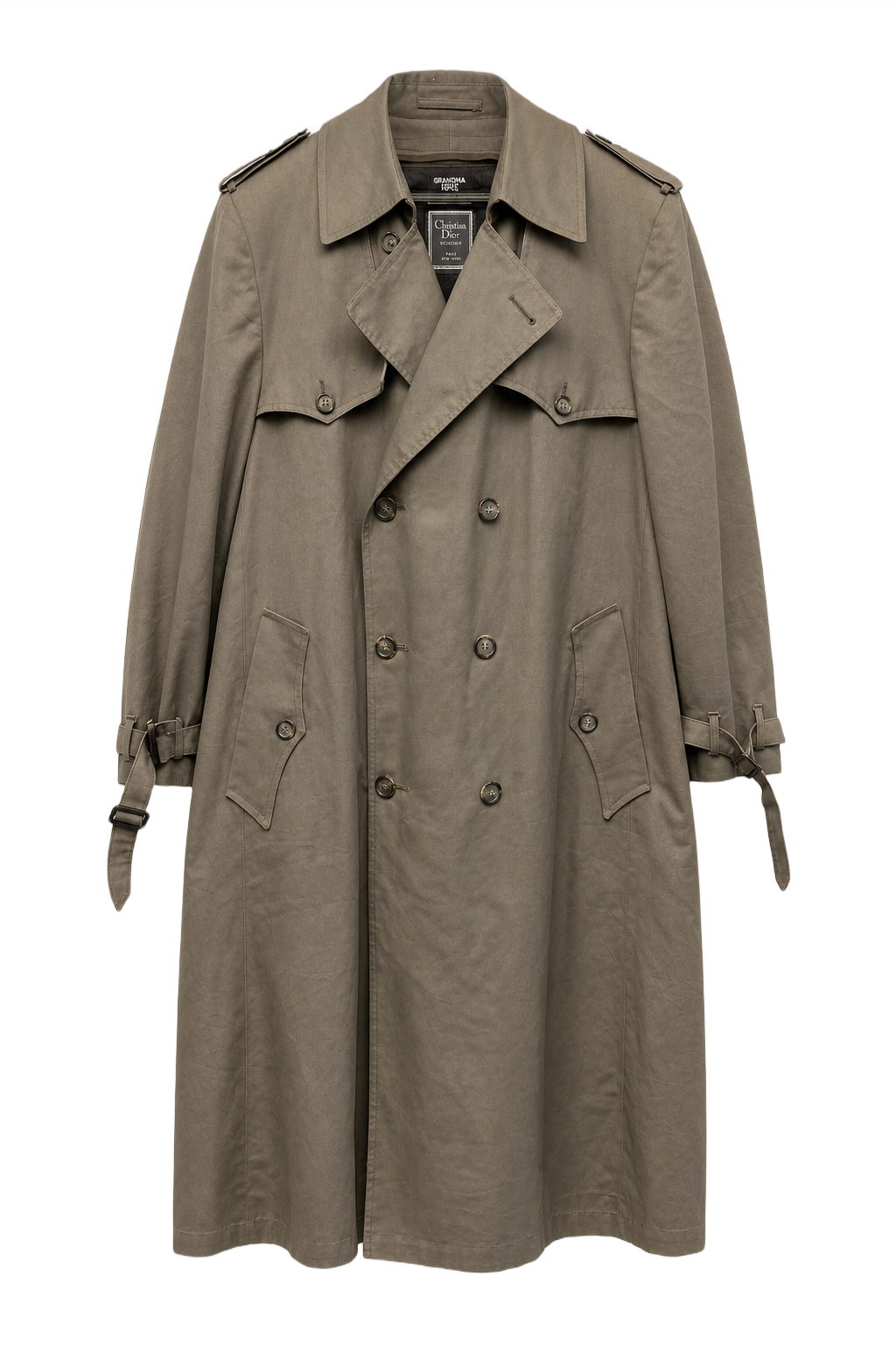 1990s Taupe Cotton Trench Coat - Front View