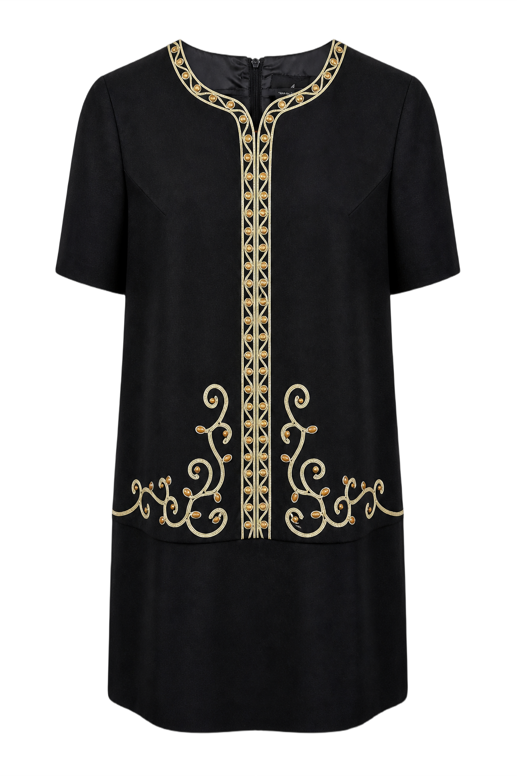 1980s Black Cotton Dress - Front View