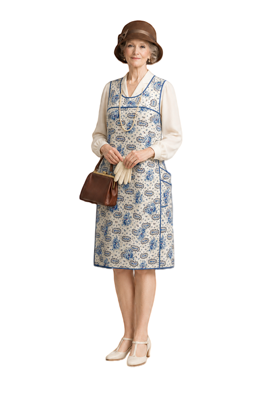 1930s White Cotton Apron Dress - Model
