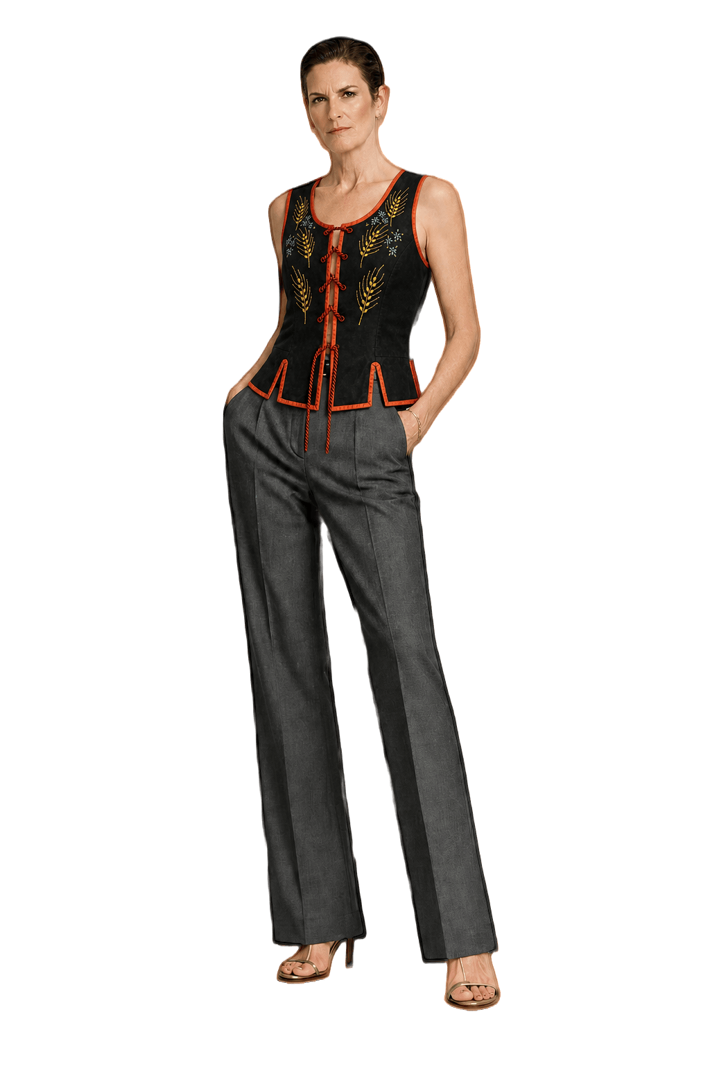 1990s Black Velvet Vest - Model