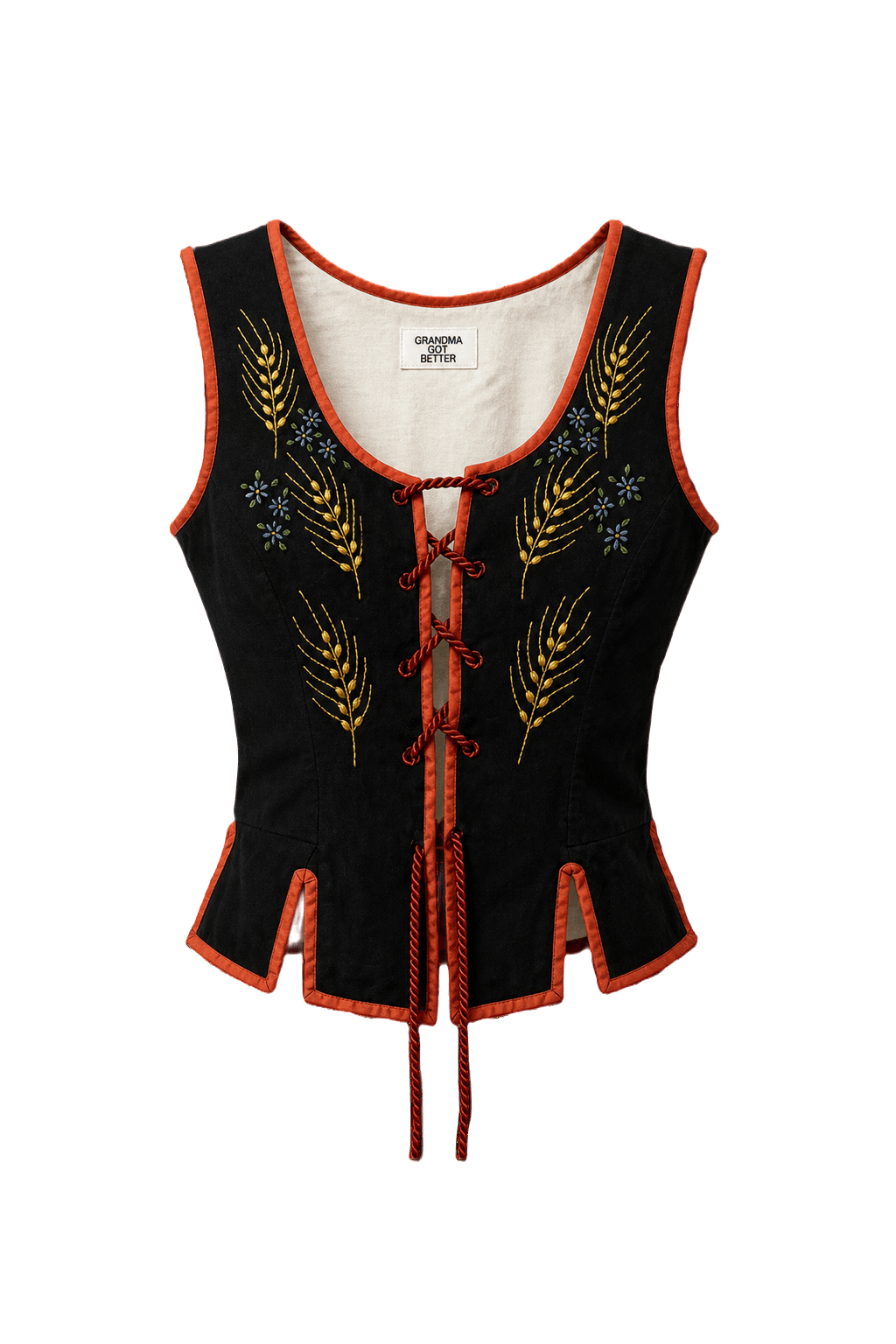 1990s Black Velvet Vest - Front View