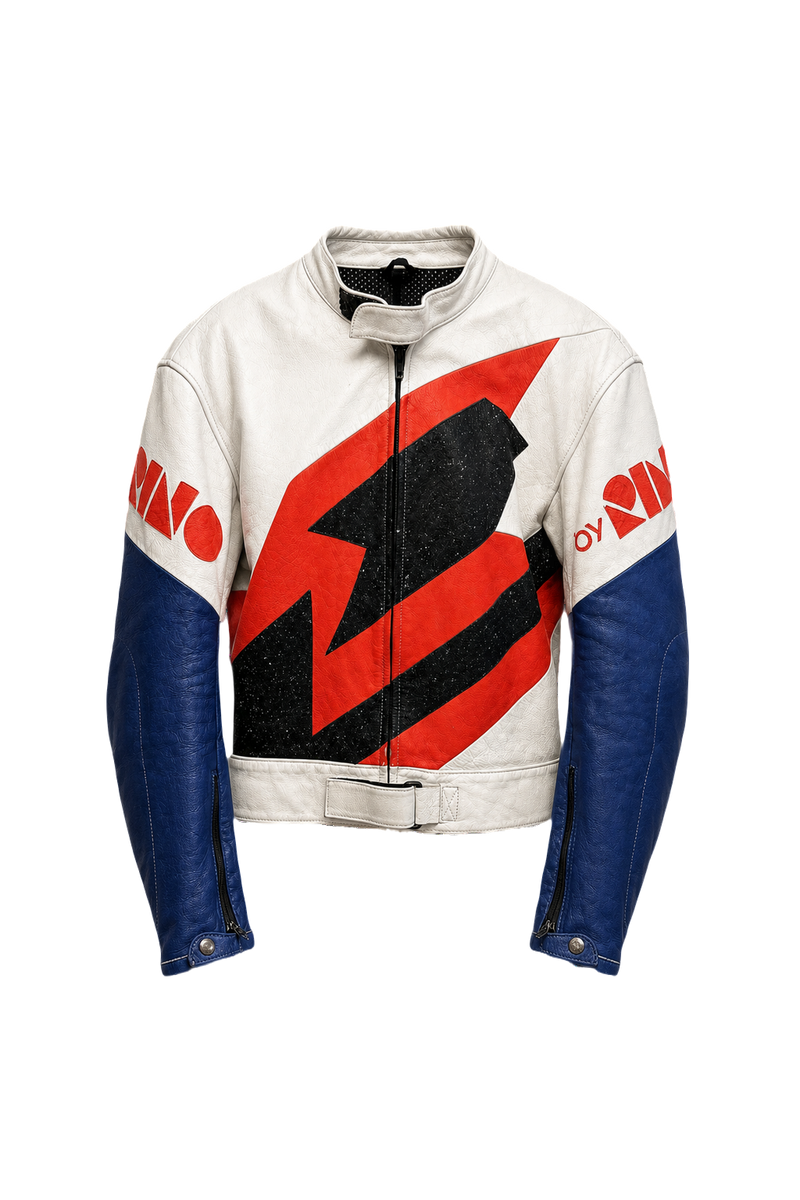 1990s White Leather Jacket - Front View