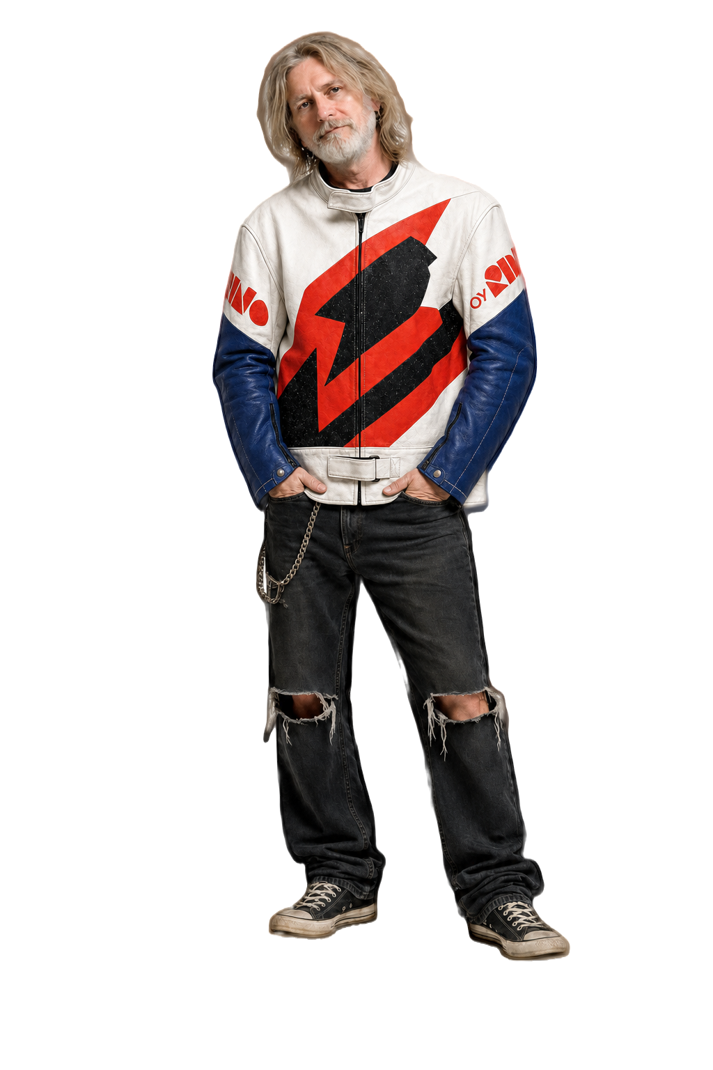 1990s White Leather Jacket - Model