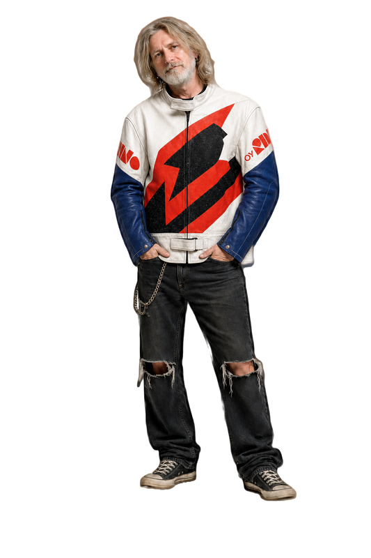 1990s White Leather Jacket - Model