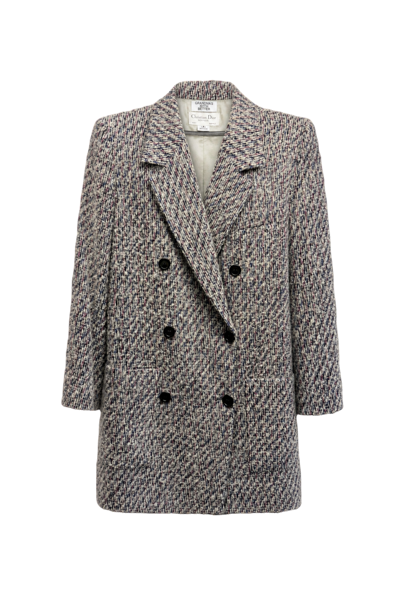 1980s Grey Wool Blazer - Front View