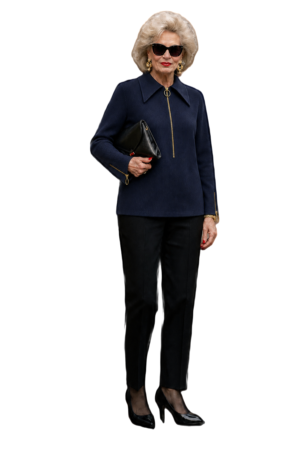 1970s Navy Blue Nylon Shirt - Model