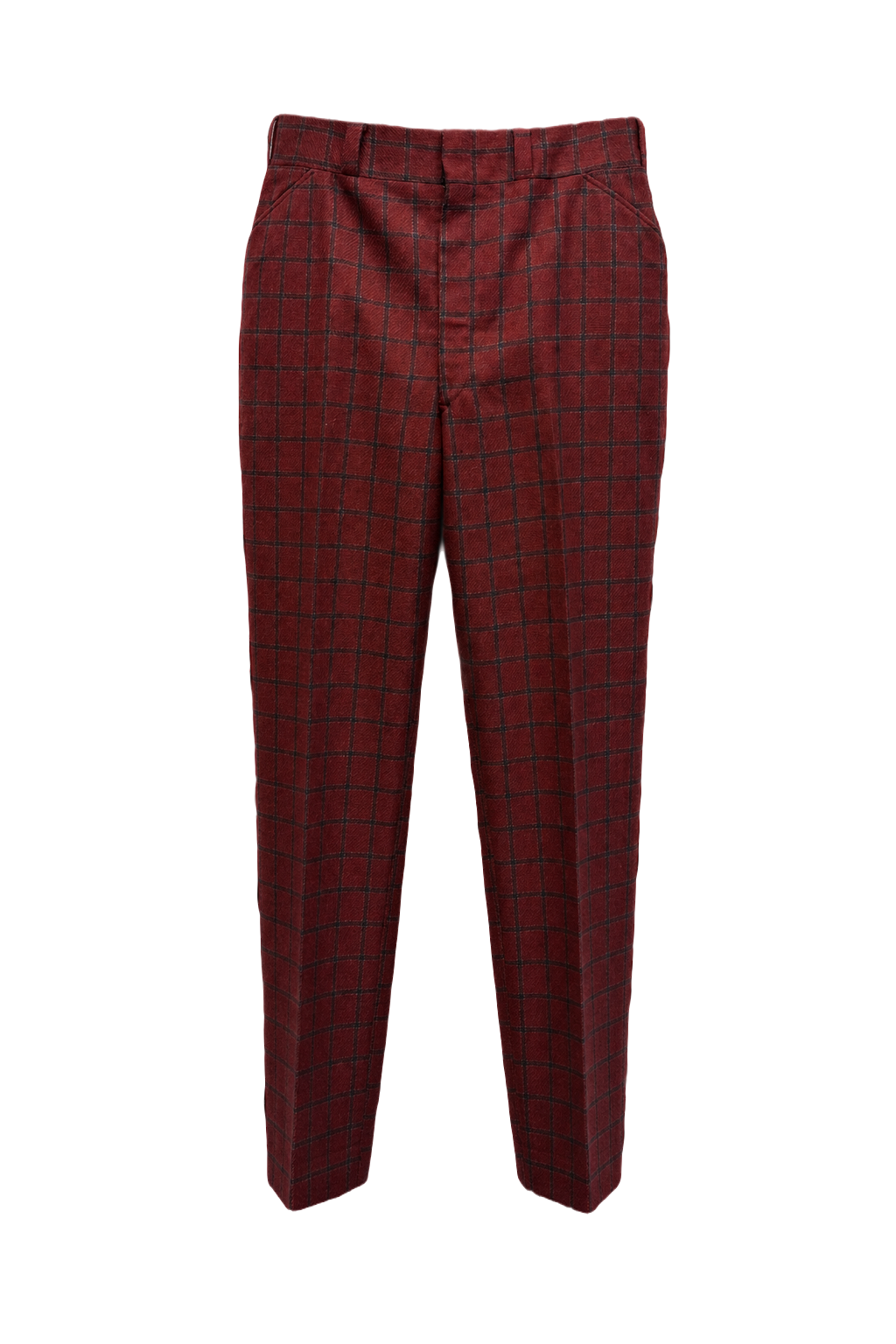 1980s Burgundy Wool Trousers - Front View