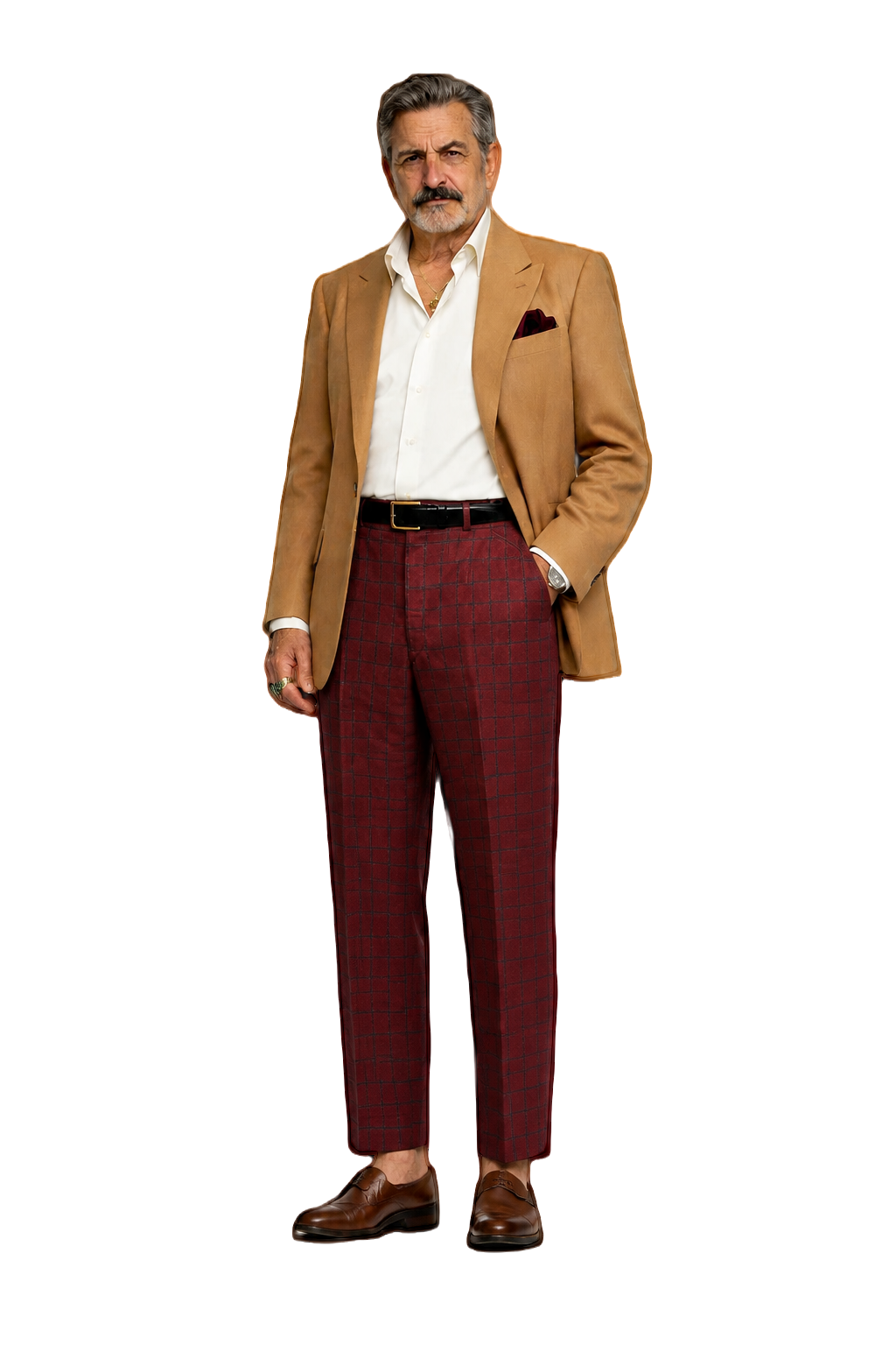 1980s Burgundy Wool Trousers - Model