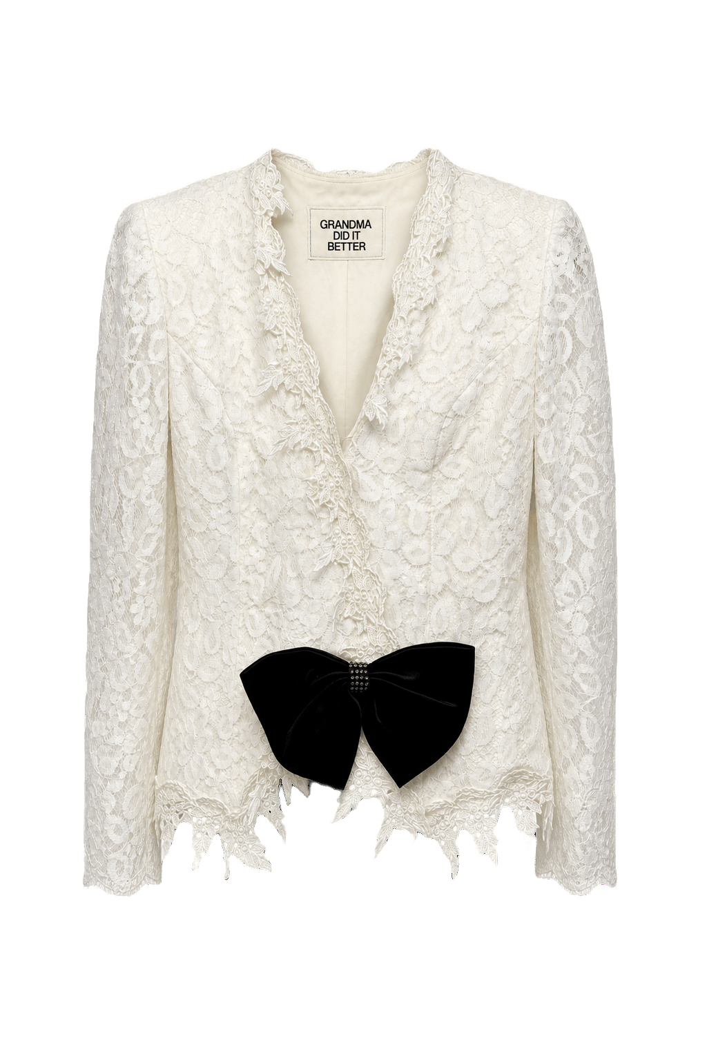 1990s Cream Lace Blouse - Front View